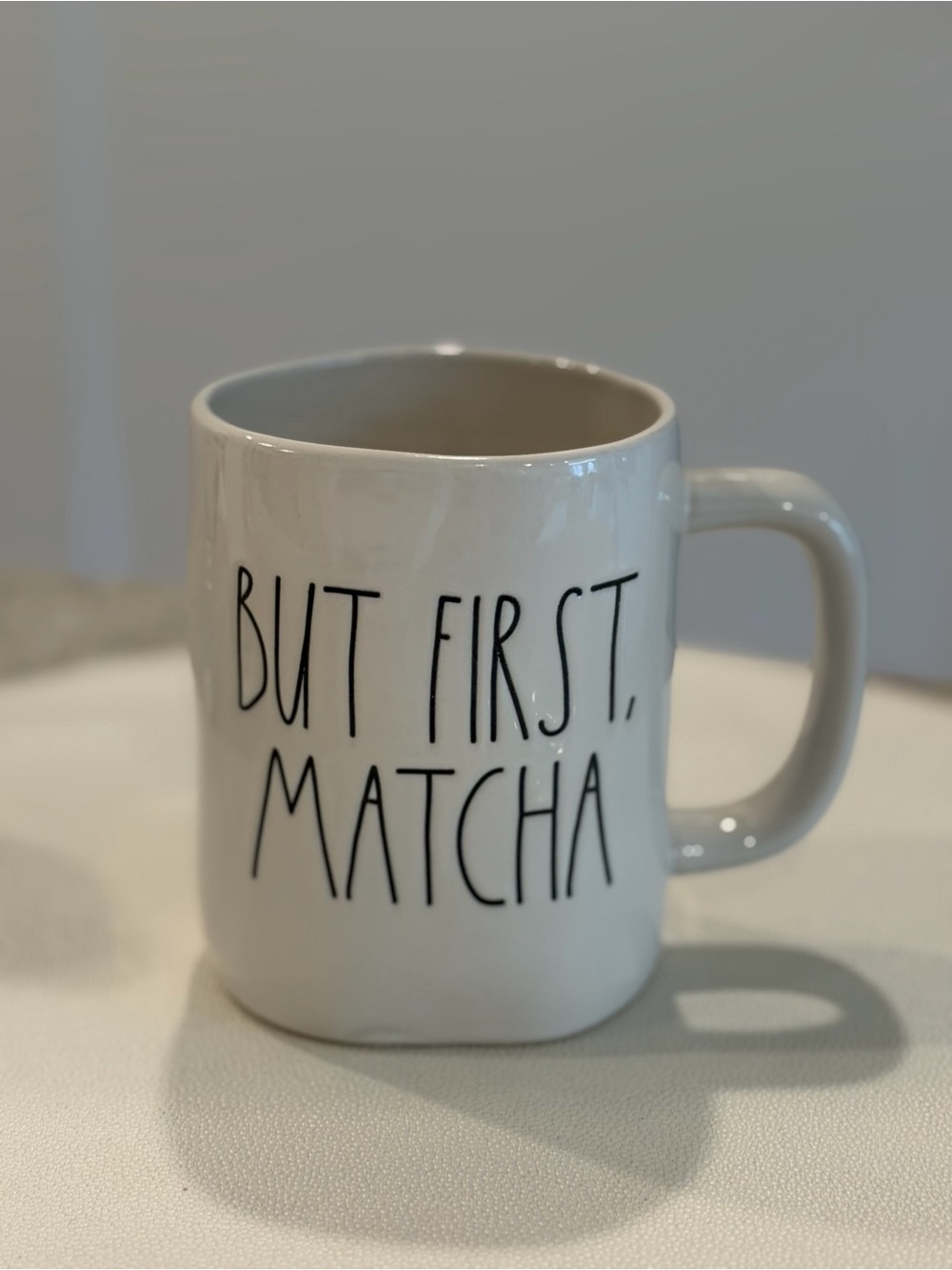 RAE DUNN “BUT FIRST, MATCHA” White Ceramic Mug Artisan Collection by Magenta